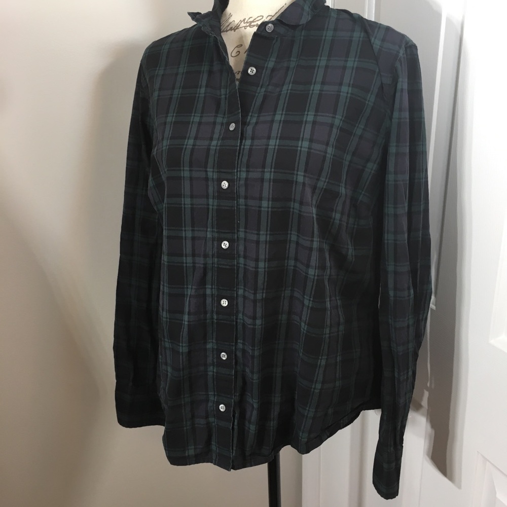 600- J Crew perfect fit plaid button up size 16
